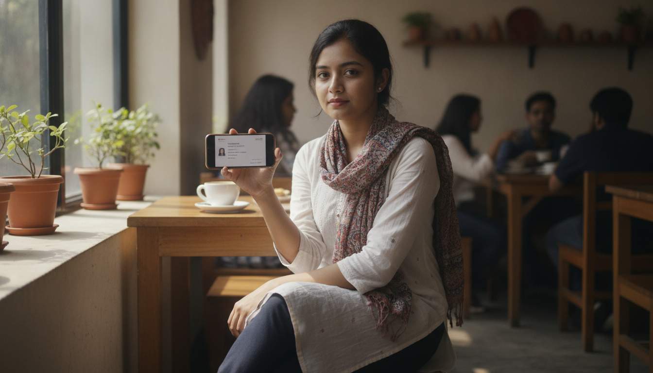 Bangladeshi woman viewing loyalty membership benefits